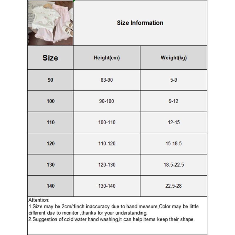 Baby Girls Korean Fashion Summer Pajamas Sleepwear Short Sleeve T-Shirt Tops Comfortable Plaid Lace Wide Leg Sleeping Pants