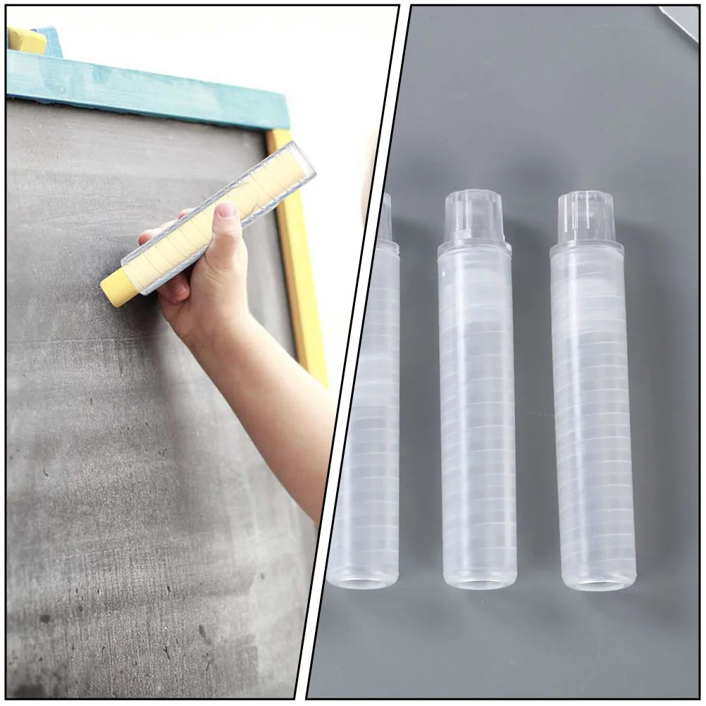15Pcs 간단한 디자인 분필 커버 일상 사용을위한 플라스틱 분필 홀더 학교 용품 보호 커버 학교 액세서리