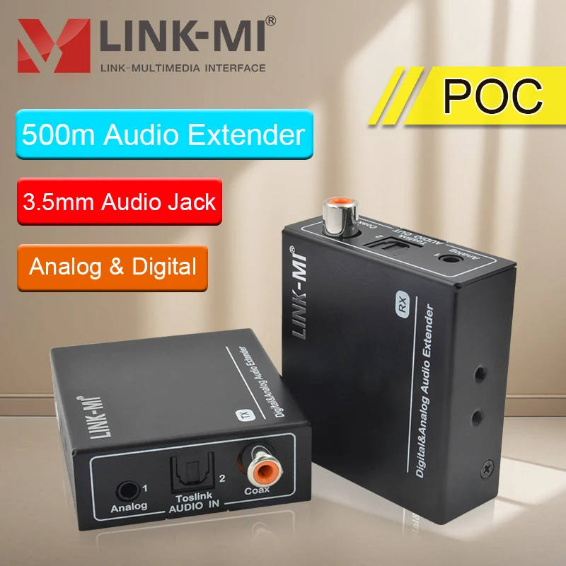 LINK-MI 500m Digital Audio Extender Cat5 1640ft Optical Audio Extender cat6 Coaxial Analog RJ45 Jack SPDIF