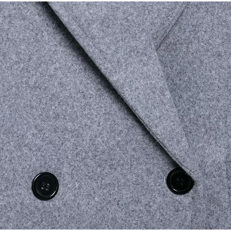 Elegante Revers Tweed Mantel Frauen Vintage Chic Lose Einreiher Grau Mäntel Weibliche 2025, Winter Klassische Straße Mäntel – Detail 6
