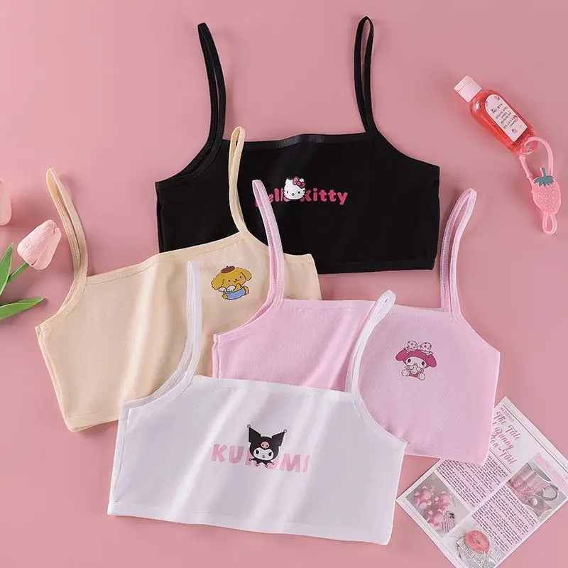 

4Pcs Sanrios Hellokittys My Melody Camisole Kuromi Cinnamoroll Cartoon Anime Girl Students Top Vest Bottoming Top Kids Gift