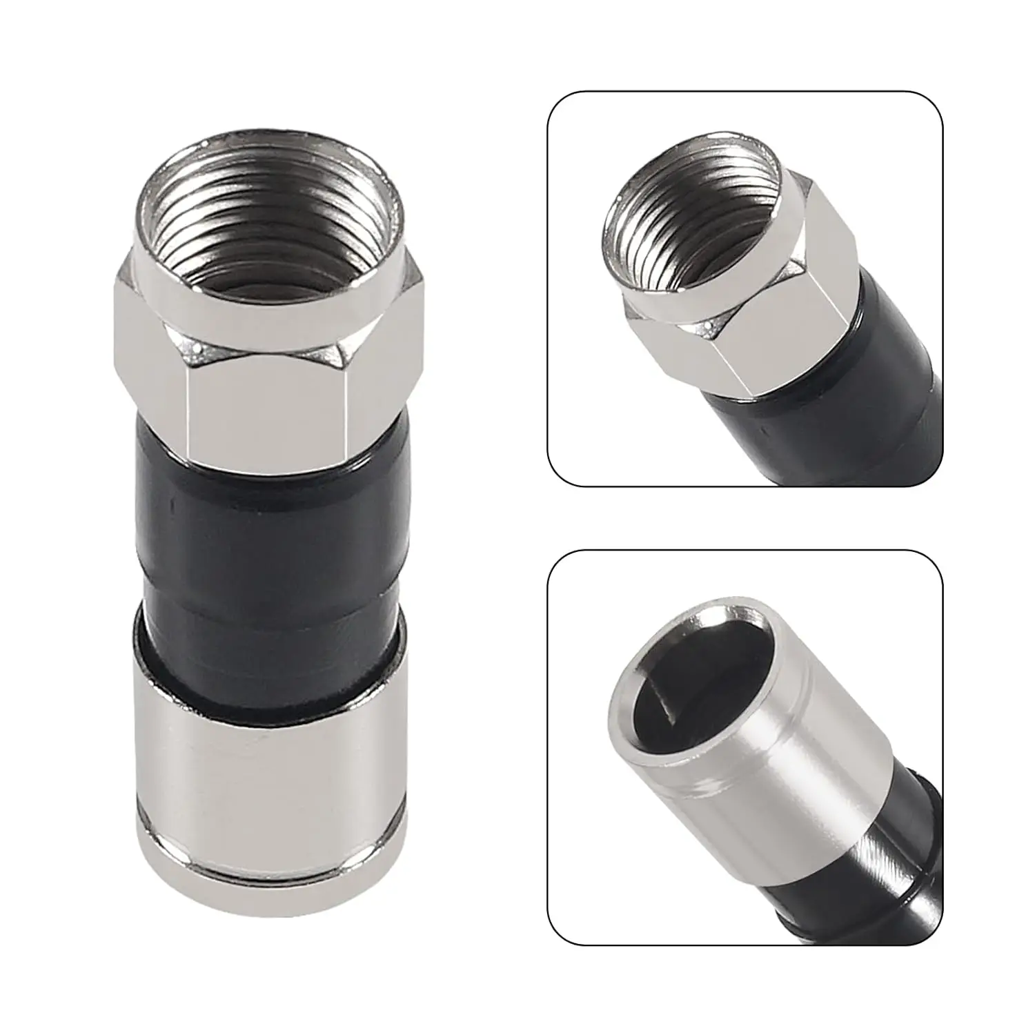 10pcs RG6 Compression Connectors RG6 F Type Connector Coax Coaxial Compression Fitting Waterproof Connection Black and Blue coaxial cable connector