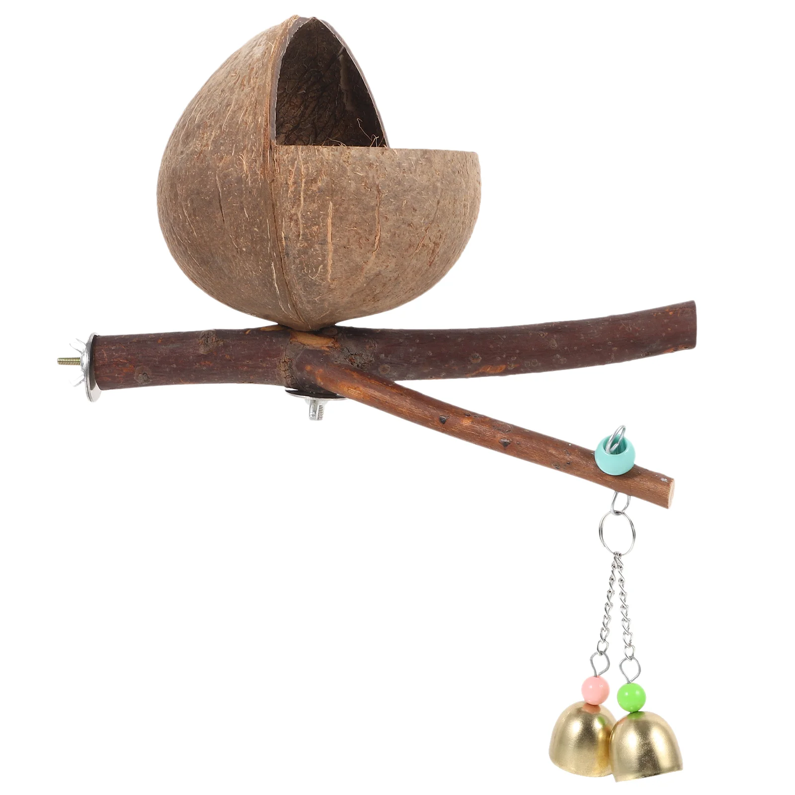 

Round Coconuts Shell Bird Nest Birdcage Mounted Nest Stable Parrot Resting Bed With Prech