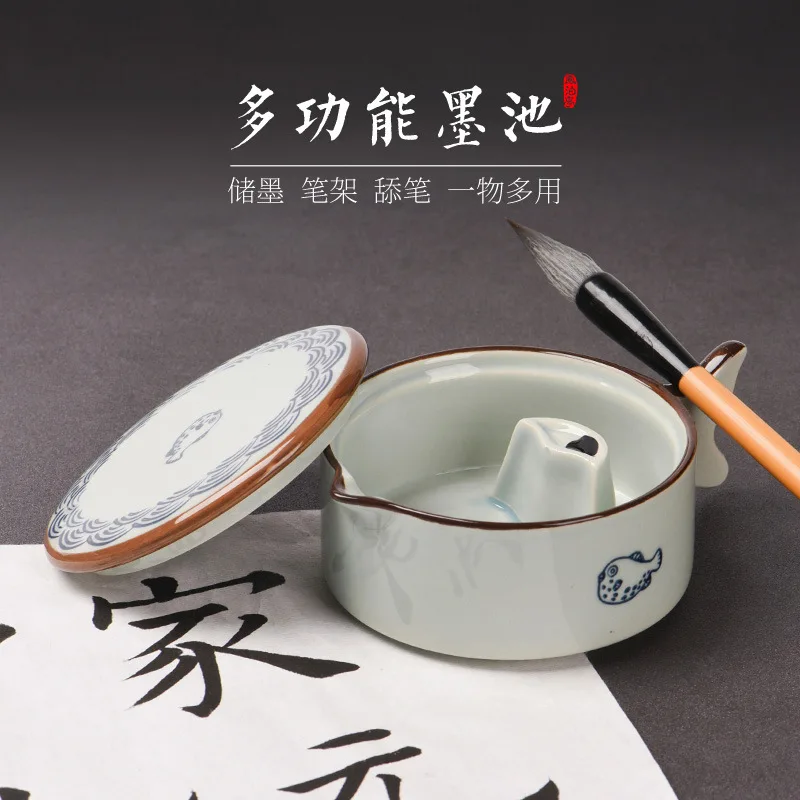 

Mochi Inkstone With Cover, Student Ink Cartridge, Grinding Plate For Ink, Four Treasures Of Study, Ink Bowl, Grinding Plate, Pen