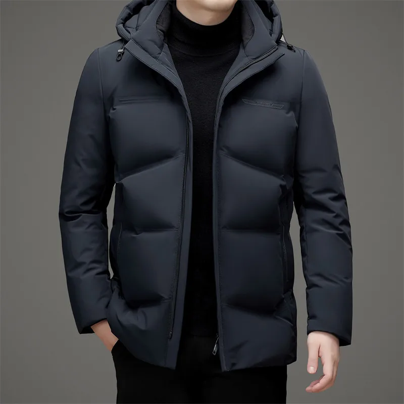 Casual Winter Men's Warm Hooded Duck Down Jackets Outwear Solid Puffer Coats Business Windproof Thick Down Padded Clothing