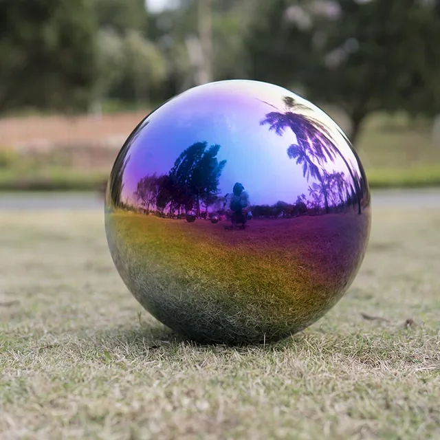 Többszínű Golyó Dia 32 Mm-400 Mm Rozsdamentes Acél Üreges Zökkenőmentes Finom Gömb Otthoni Udvar Úszómedence Díszítés Díszek - Image 5
