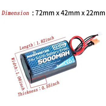 Batteria LiPo RadioMaster 5000mAh 7,4V 2S Per TX12 TX16 TX16S Boxer – XT30 JST-XH