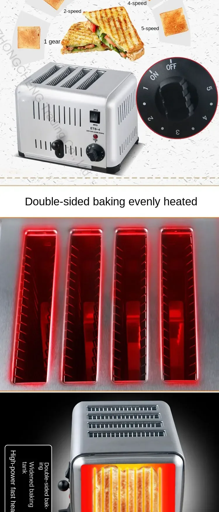 Description Picture 5 of itemToaster 4 Slices 6 Slices Toaster Electric Breakfast Machine Soil Driver Toast