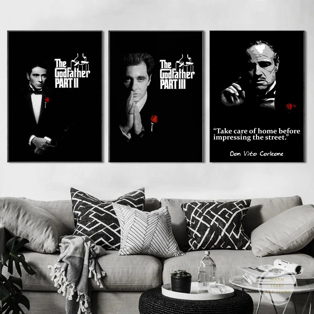 Clássico o padrinho série de filmes marlon brando al pacino arte pintura em  tela poster parede decoração para casa arte cuadros sem moldura - AliExpress, image size:1000x1000