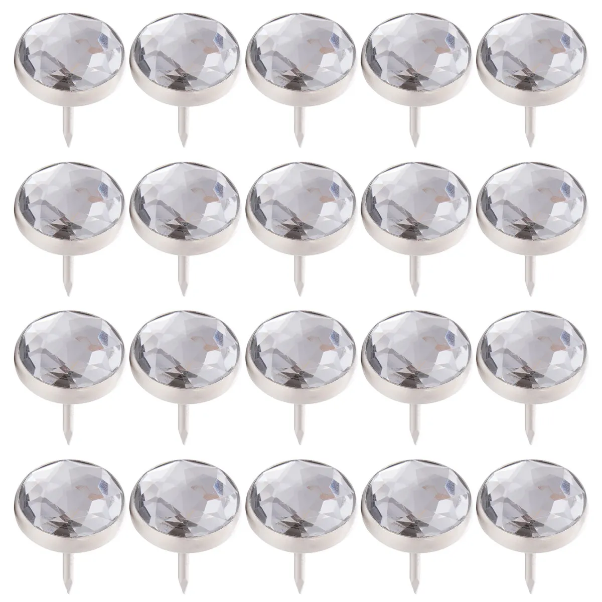 30개 크리스탈 장 못, 소파 장 못, 가구용 못, 바느질 DIY 공예용 못 (흰색, 직경 16.8mm)
