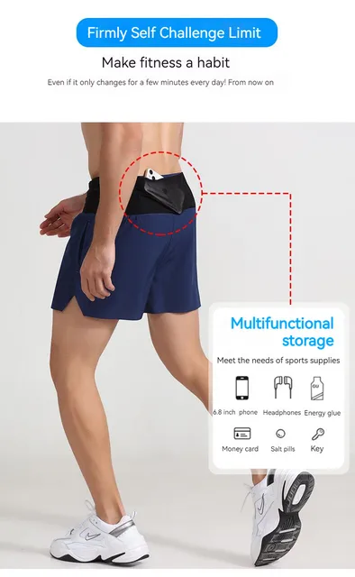 Pantaloncini Sportivi Uomo HIFEOS - Con Tasca Con Cerniera, Leggeri, Traspiranti, Per Palestra E Running - Foto 10