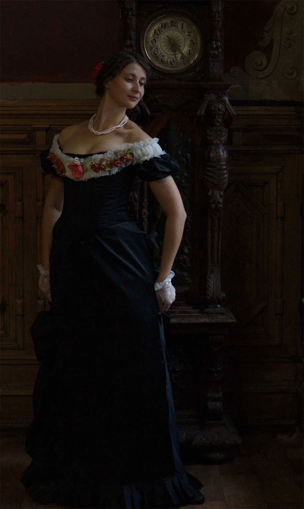 Black Victorian Bustle Dress Gown Vintage Gothic Vampire Bride Corset Ball  Gown | eBay