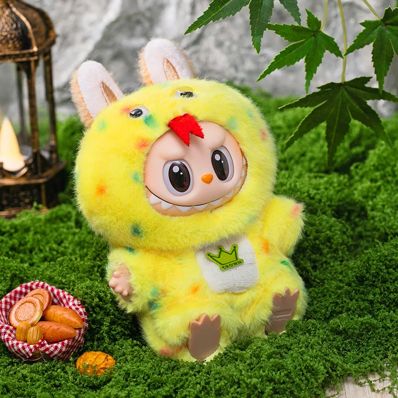 15/17 cm große Labubu-Puppen der 1. und 2. Generation mit verschiedenen niedlichen Tierform-Outfits, einschließlich Hai-Kaninchen-Küken-Kleiner Dinosaurier – Detail 8
