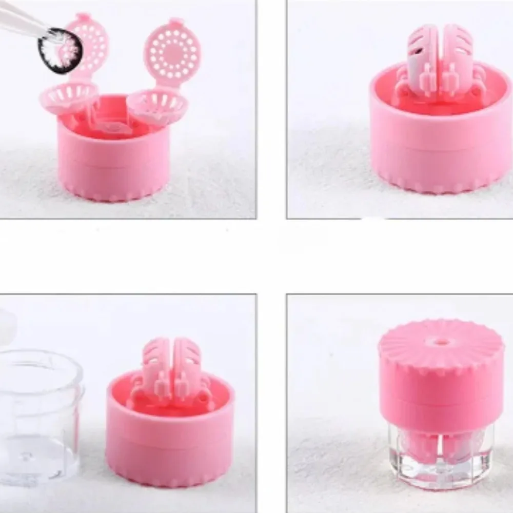 1/2PCS 콘택트 렌즈 클리너 케이스 수동으로 회전 가능한 휴대용 콘택트 렌즈 케이스 플라스틱 용기 보관 홀더 도구 액세서리