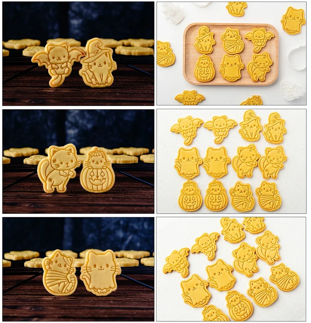 Cookie Cutter Cute Cat Halloween Fondant Cake Mold Biscuit Cookie Plunger Cutters Sugarcraft Cake Decorating Tools