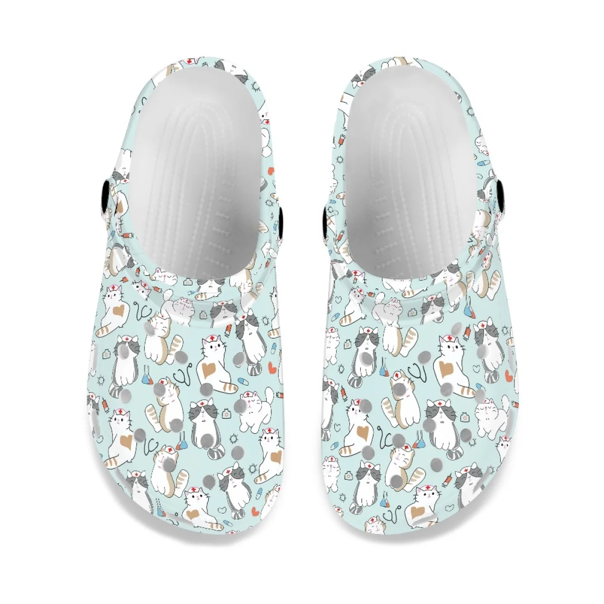 Kawaii Nurse Cat Print Fashion Sandals Medical Hospital Design Fashion Flats Nursing Shoes Casual Non-slip Garden Shoes Slides