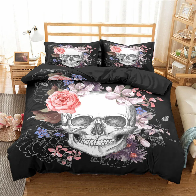 Bloody Hand Gothic Bedding Set Queen Size Horror Theme Microfiber Skull  Skeleton 3D Print Duvet Cover Pillowcases Bedroom Decor