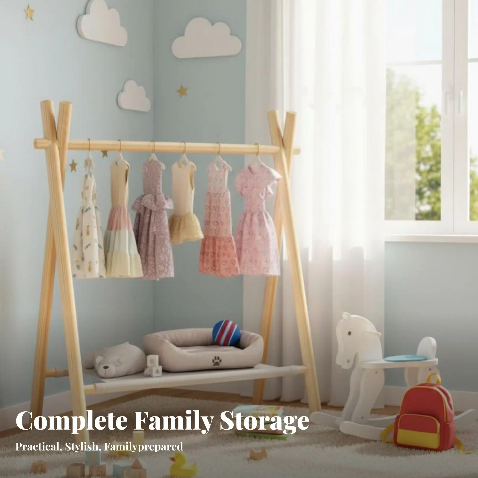 용 원목 옷걸이, 모서리가 둥근 용 가구, 견고하고 안정적인, 간편한 조립, , 부모, 침실용