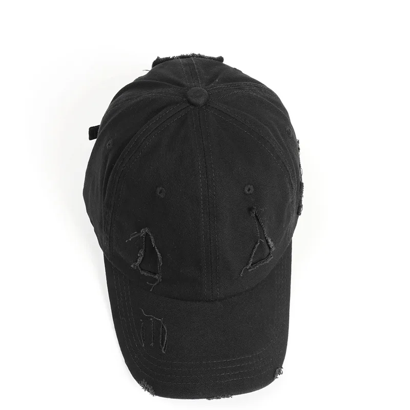 Trendy Streetwear Hip Hop Worn Hole Face Cap For Women Men Orange Purple Letter Summer Snapback Cap 3
