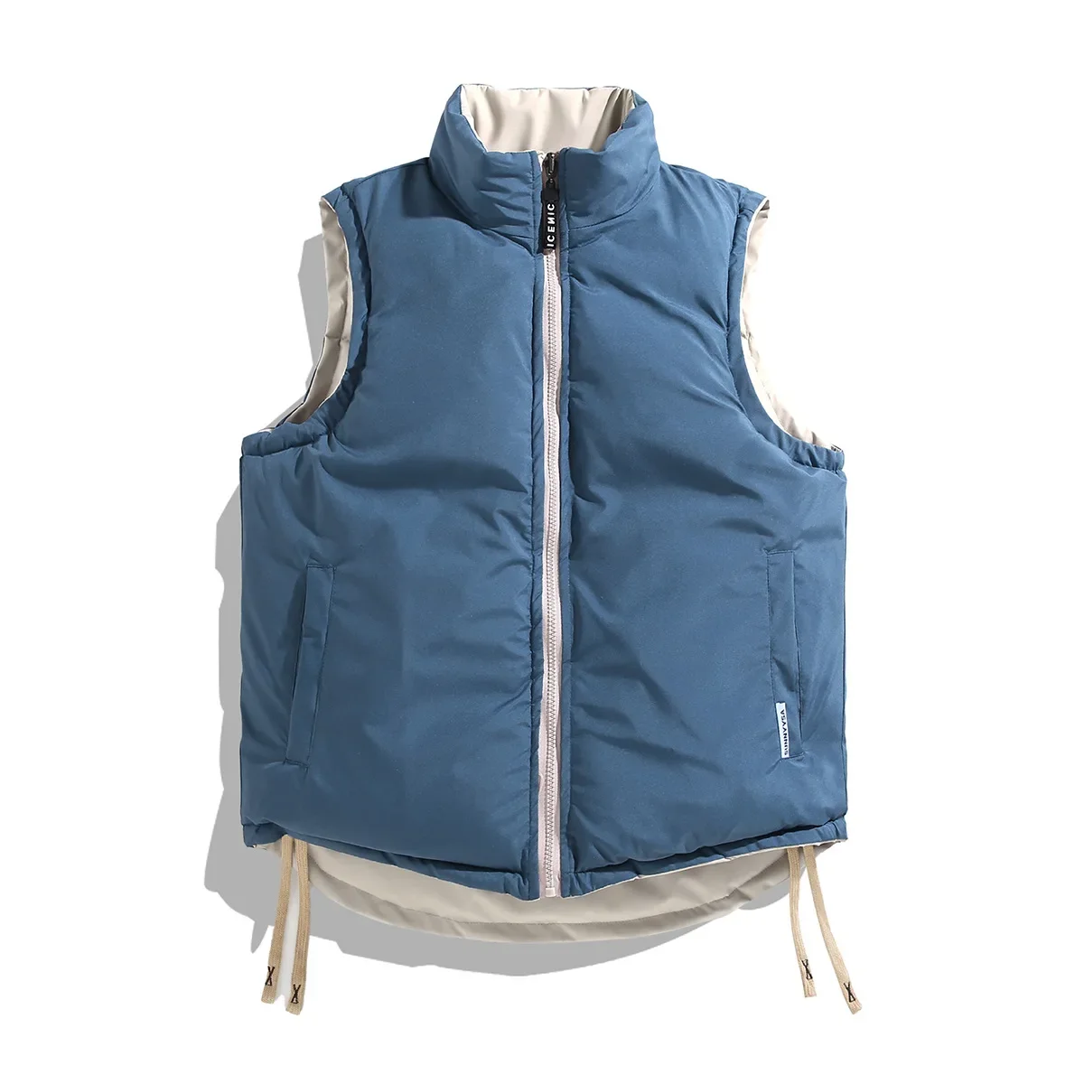 Unisex Cotton-Padded Double-Sided Wearable Vest For Couples Motorcycle Rider Jacket Warm Sleeveless Coat For Men And Women