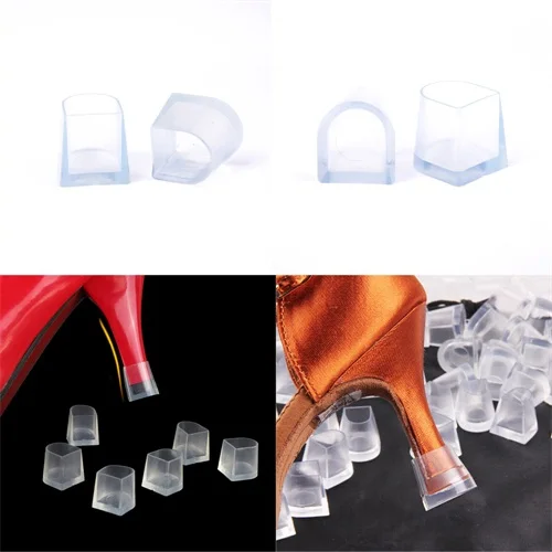 1 Pair 3 Sizes Latin Dance Shoes Transparent Shoe Covers Cap Shoe Care Hard Wearing High Heeler Wedding Heel Protectors Stoppers