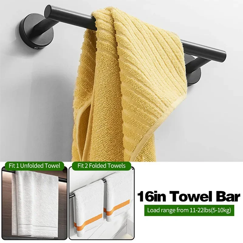 Description Picture 2 of itemStainless Steel Bathroom Toilet Paper Holder Towel Rack Hook Towel Ring Black Bathroom Hardwares Accessories Set