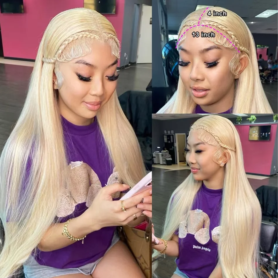 613 Honigblonde Glatte Lace Front Perücke Echthaar-Perücken 13x6 HD Lace Wig Brasilianisches Echthaar 13x4 Lace Front Echthaar-Perücke – Detail 9