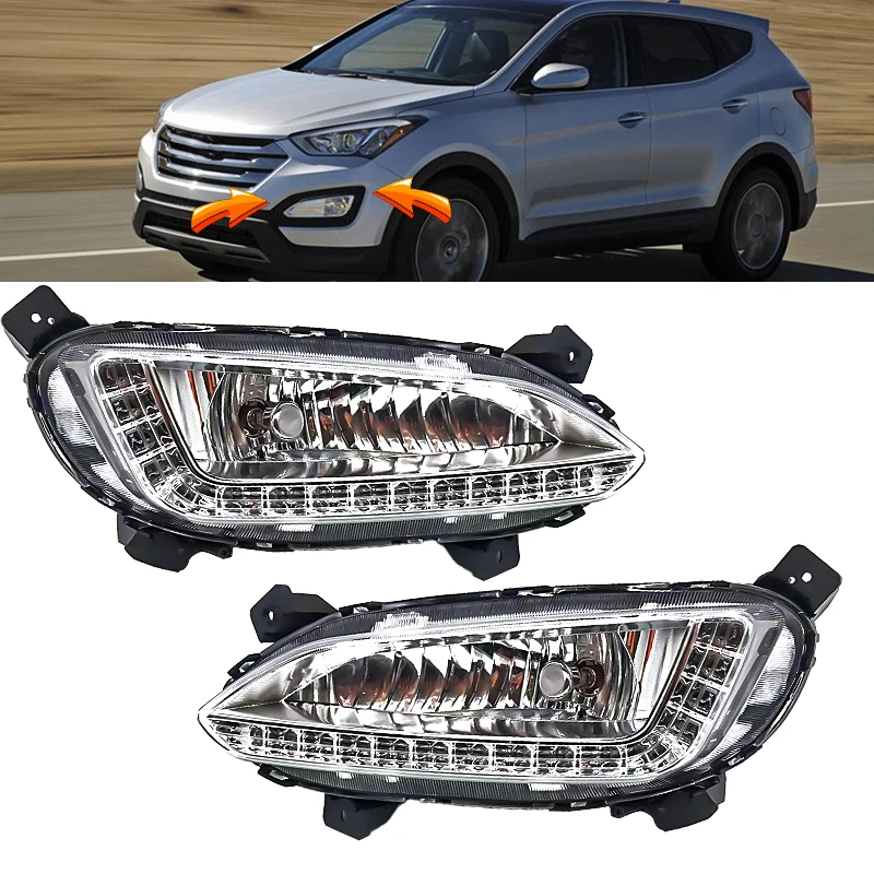 

For Hyundai Santa Fe Maxcruz 2013 2014 2015 2016 Front Bumper Fog Light Foglight Fog Lamp Foglamp DRL Day Running Lamp Headlight