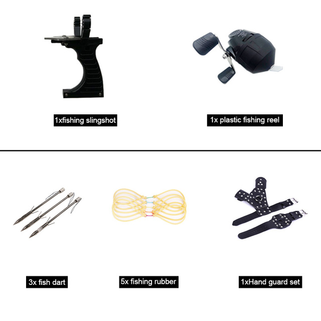 Hunting Fishing Set Slingshot Outdoor Shooting Catapult Suit Wristband Hand Guard Rubber Band Reel Sling Shot Bow Set
