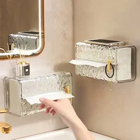 Tissue Box Transparent Rectangular Tissue Storage Box Bathroom Wall Mounted Toilet Paper Case Desktop Napkin Box 2