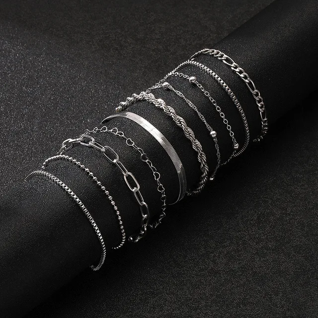 10 Pcs Gold Color Flat Snake Box Chain Bracelets 5