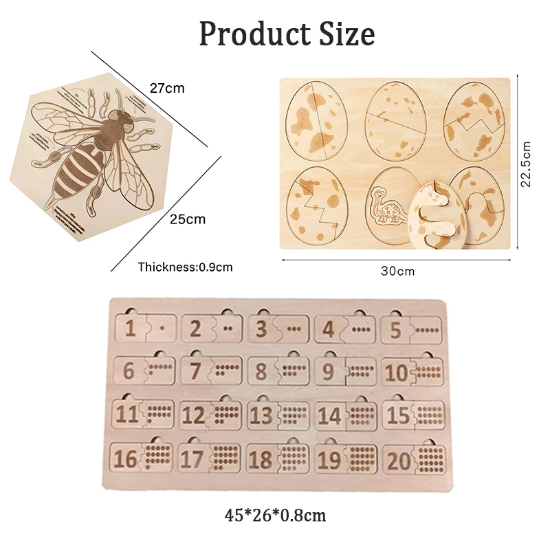 Montessori Wooden Life Cycle Puzzles Toy Bee Insect Structure Learning Plant Growth Cycle Science Teaching Aids Math Sorting Toy 6
