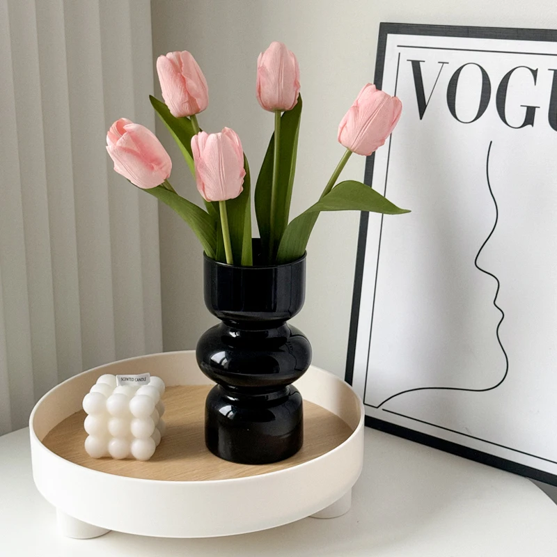 

1 шт. Скандинавская ретро-ваза, простой искусственный роскошный стеклянный контейнер для цветов для кухни, гостиной, спальни, украшение для дома