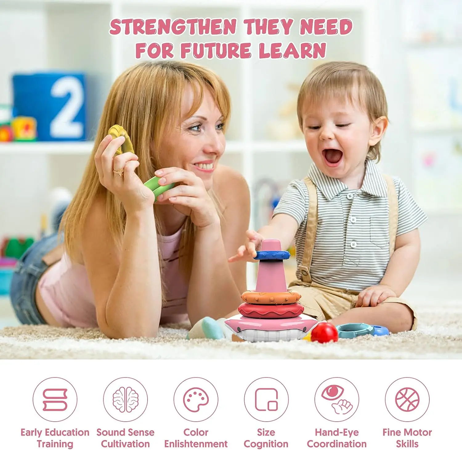 Montessori Stacking Toys for Toddlers 1-3 Colorful Rainbow Stacking Rings Sensory Toys Perfect Birthday Gift for Toddler