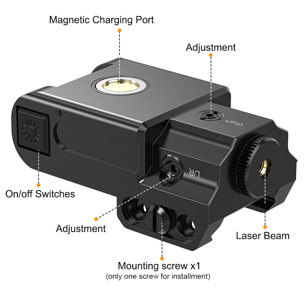 Compact 1080 Magnetic Charging Laser Sight Red/Blue Built-In Lithium Battery Sports & Outdoor Use Compatible