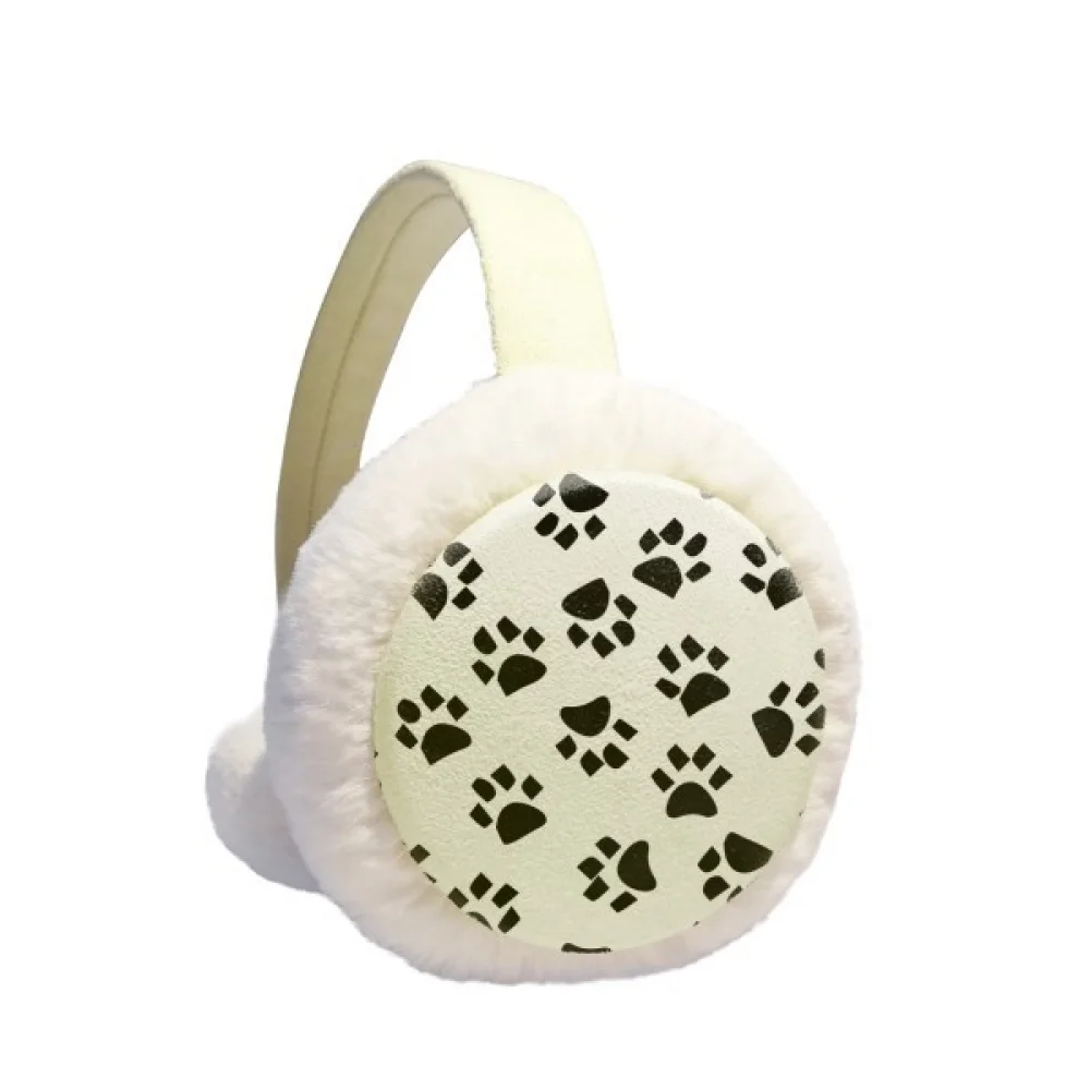 

Cat Footprint Animal Art Grain Pattern Winter Ear Warmer Cable Knit Furry Fleece Earmuff Outdoor