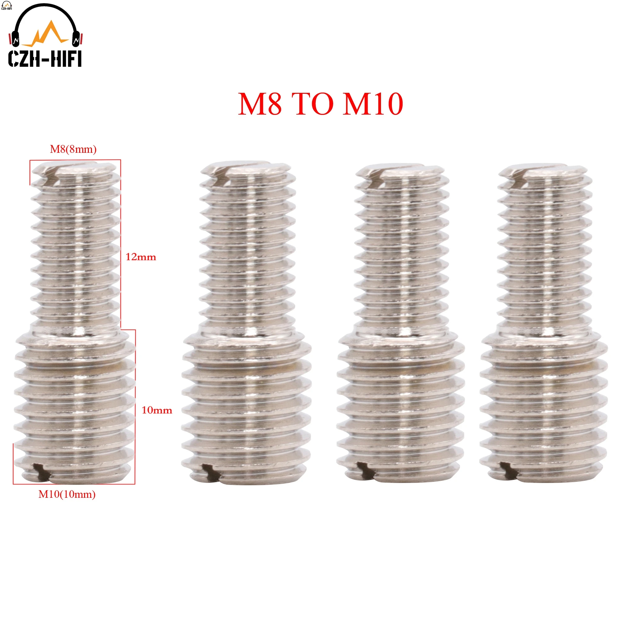 4er-Set reine Messing-Schraubenadapter M4 M6 M8 M10 zur Gewindeumwandlung für variable Durchmesser und Verstärker-Fußplattenmontage – Detail 1