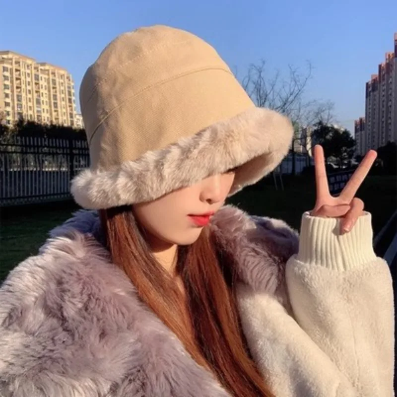 

Утолщенная меховая Панама из ягненка, меховая плюшевая бархатная теплая плюшевая рыболовная Кепка, популярная модная универсальная шапка в иностранном стиле
