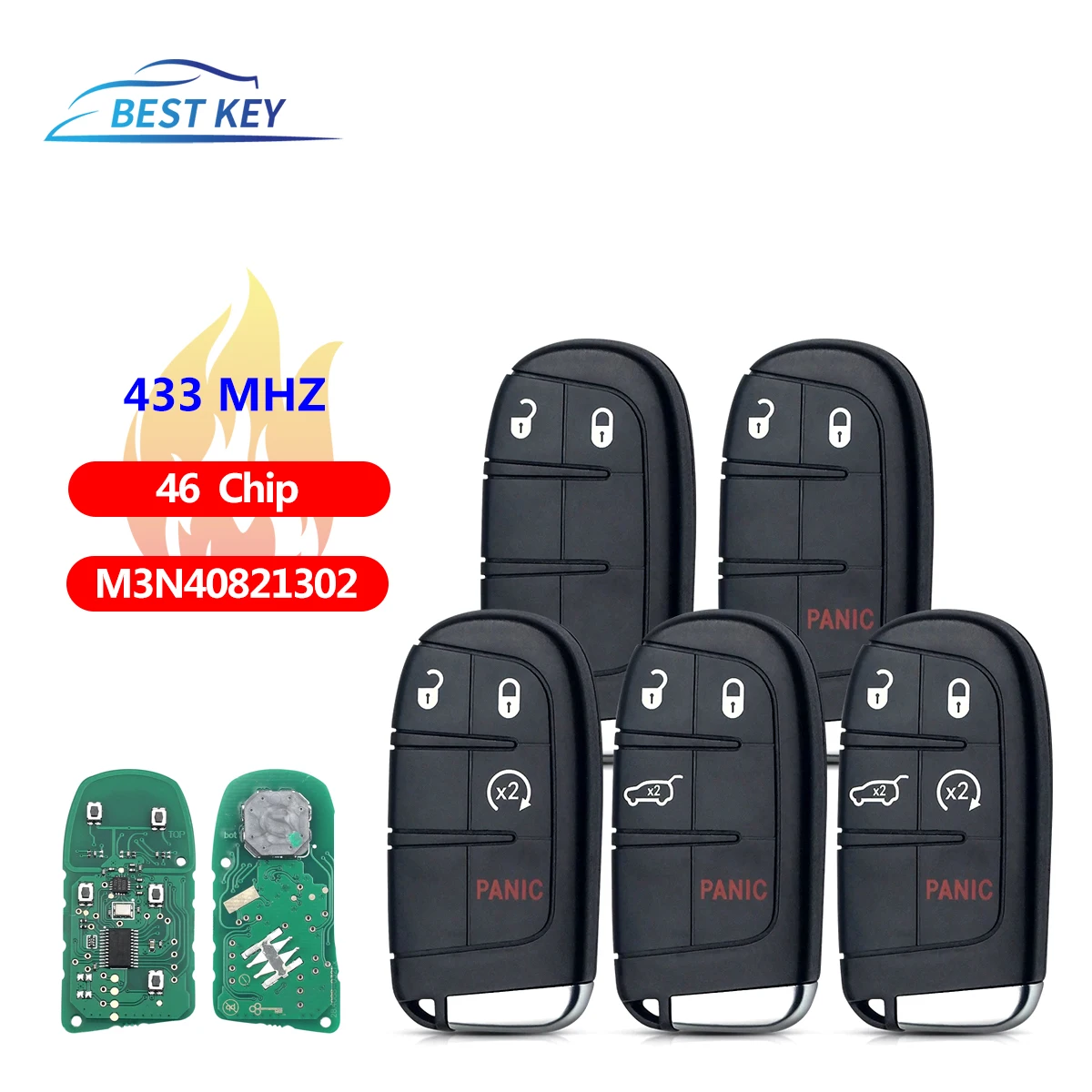 BEST KEY 2/3/4/5 Button Smart Remote Car Key For Jeep Grand Cherokee Dodge Chrysler 2011-2020  M3N40821302 433MHz ID46 pcf7945