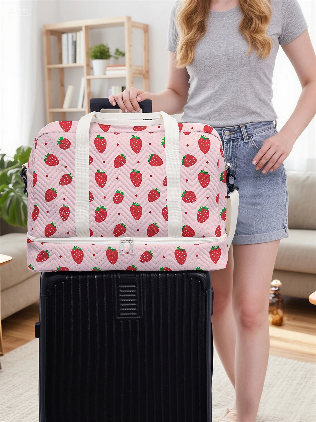 Lightweight wave patterned travel Dufile bag, large capacity sports and fitness storage bag, portable weekend overnight bag