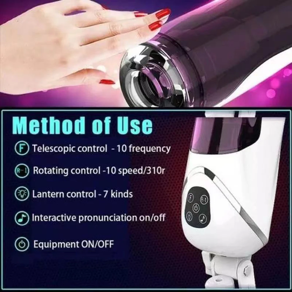 Dildo vibratore completamente automatico per succhiare il glande, giocattolo sexy rotante telescopico per uomini, pronuncia Va_voghion.com