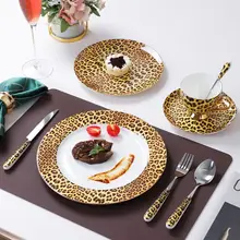 Porcelain Coffee Mugs and coffee cups Dinner Plate Sets Bone China Tableware Drinkware Leopard Luxury Designs 2021 New Arrival