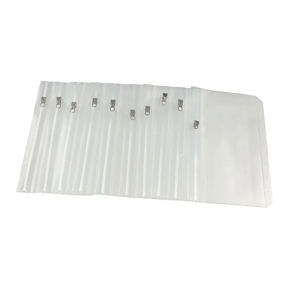5pcs 문서 정리함 A5 A6 투명 PVC 포켓 파일 정리함 투명 바인더 현금 봉투 금속 지퍼가 있는 방수