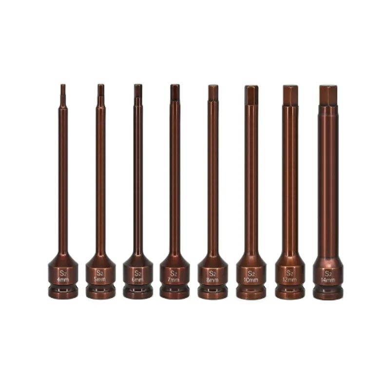 H6 Socket Bit Hex Socket Bits 150mm Long H4 H5 H6 H7 H8 H10 H12 H14 1/2 Drive Impact ...