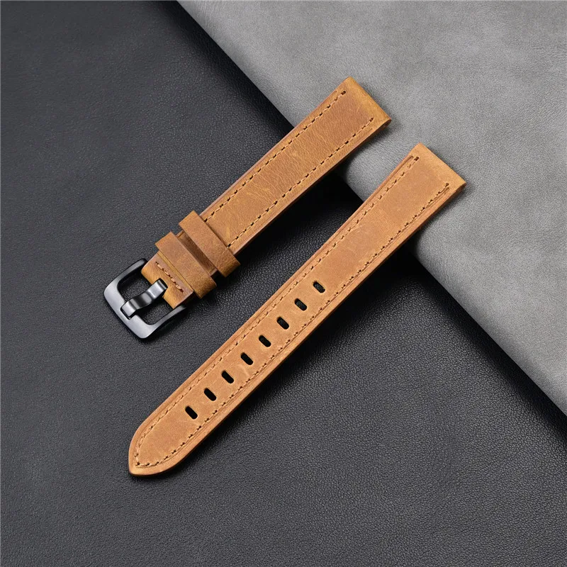 Vintage Crazy Horse Genuine Leather Watch Band – Oil Waxed Cowhide Strap Accessory