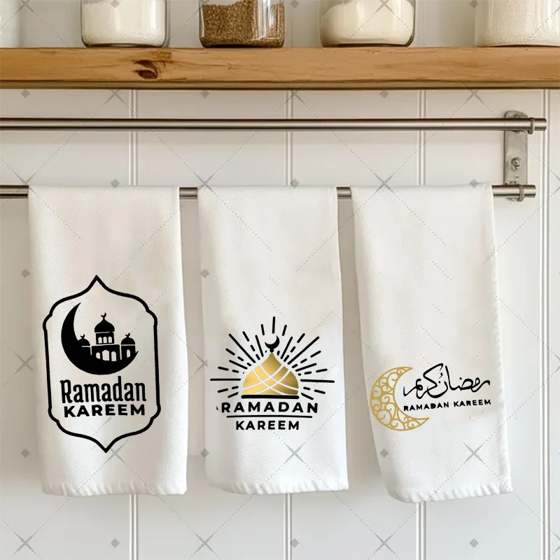 Ramadan Kareem white kitchen tea towel Muslim Islamic suhoor Iftar sehri happy Eid al-Fitr Eid Mubarak home decoration gift sign