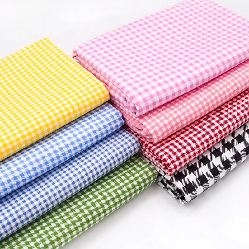 Plaid Fabric By The Meter for Sewing Skirts Clothes Diy Pure Cotton Twill Bed Linen Tablecloth Wearable Comfortable Soft Black | Дом и сад