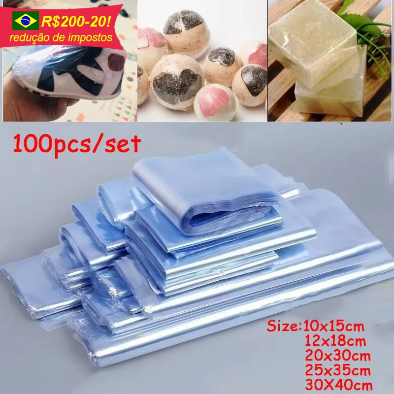 100 sachets PVC thermorétractables DIY - Film étanche transparent pour emballage et rangement