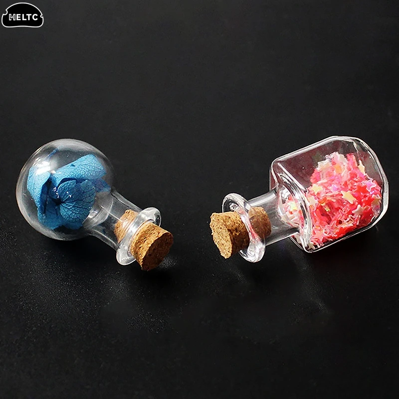 10PCS Mini Glass Bottle Miniature Bottle Mini Cork Glass Vials DIY Mini Wishing Drifting Bottle Wedding Party Decor Glass Jars 3