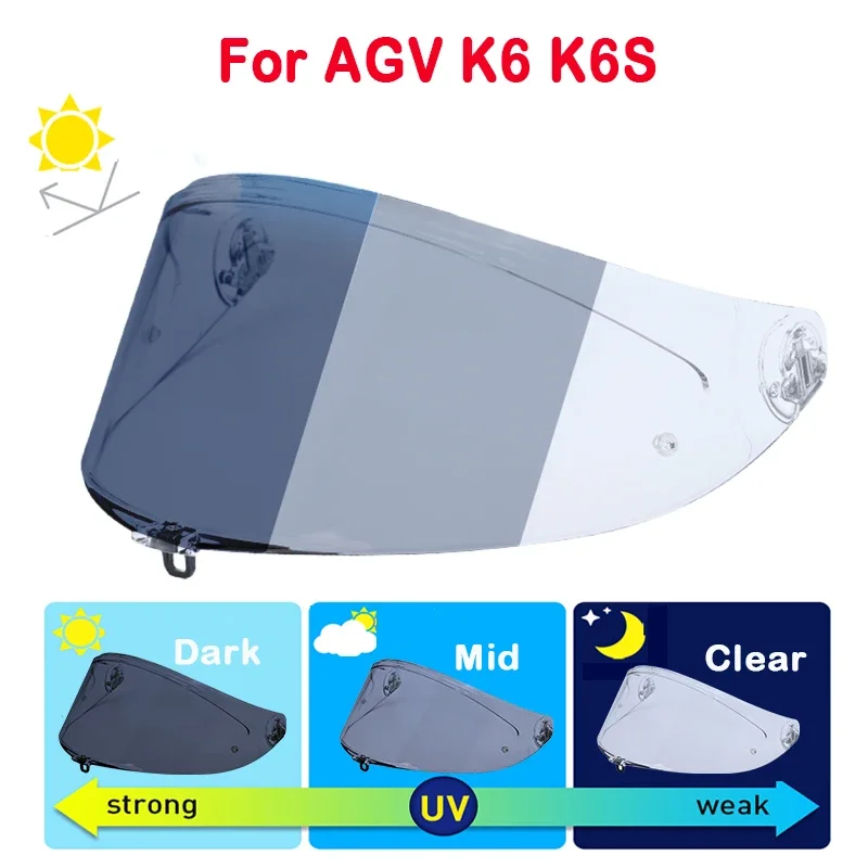 Фотохромный защитный козырек для объективов AGV K6 K6S, козырек на все лицо, защитный козырек, запчасти для гоночного шлема